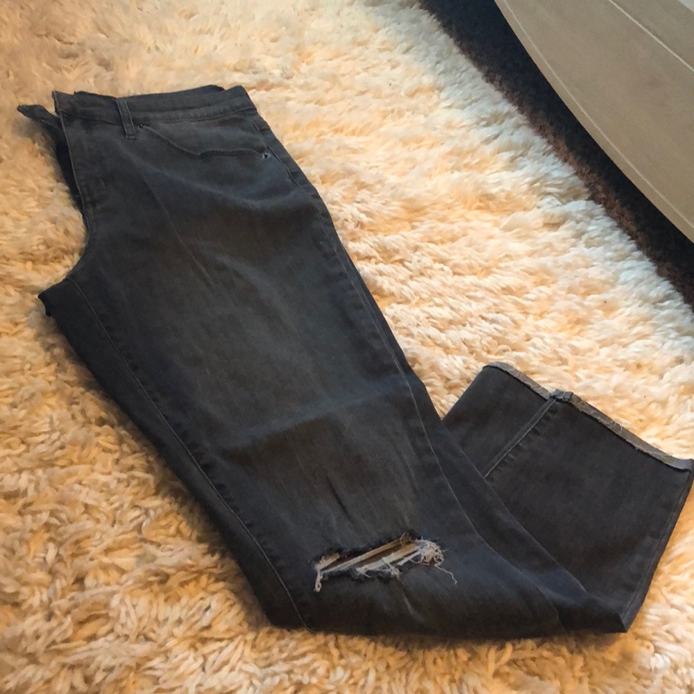 High rise Dark gray ankle jeans